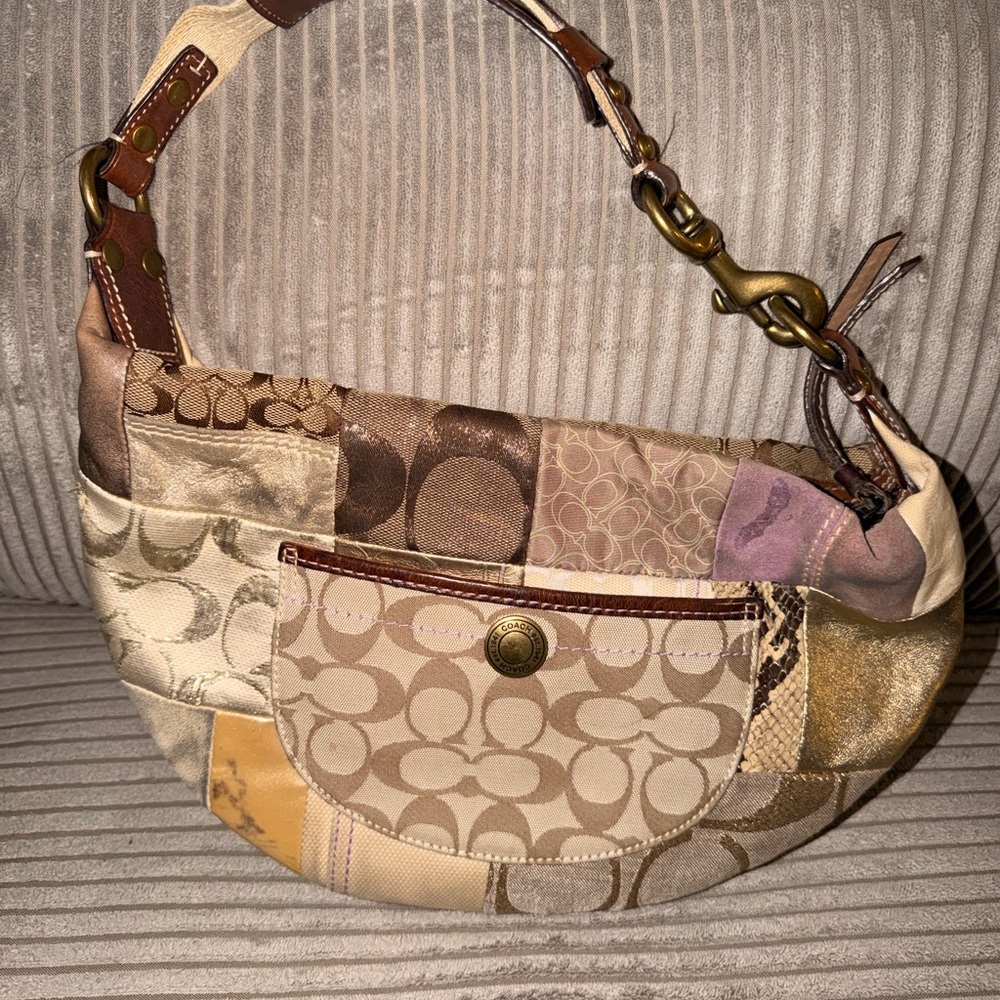 Coach Patchwork Signature Shoulder Bag in Neutral Tones